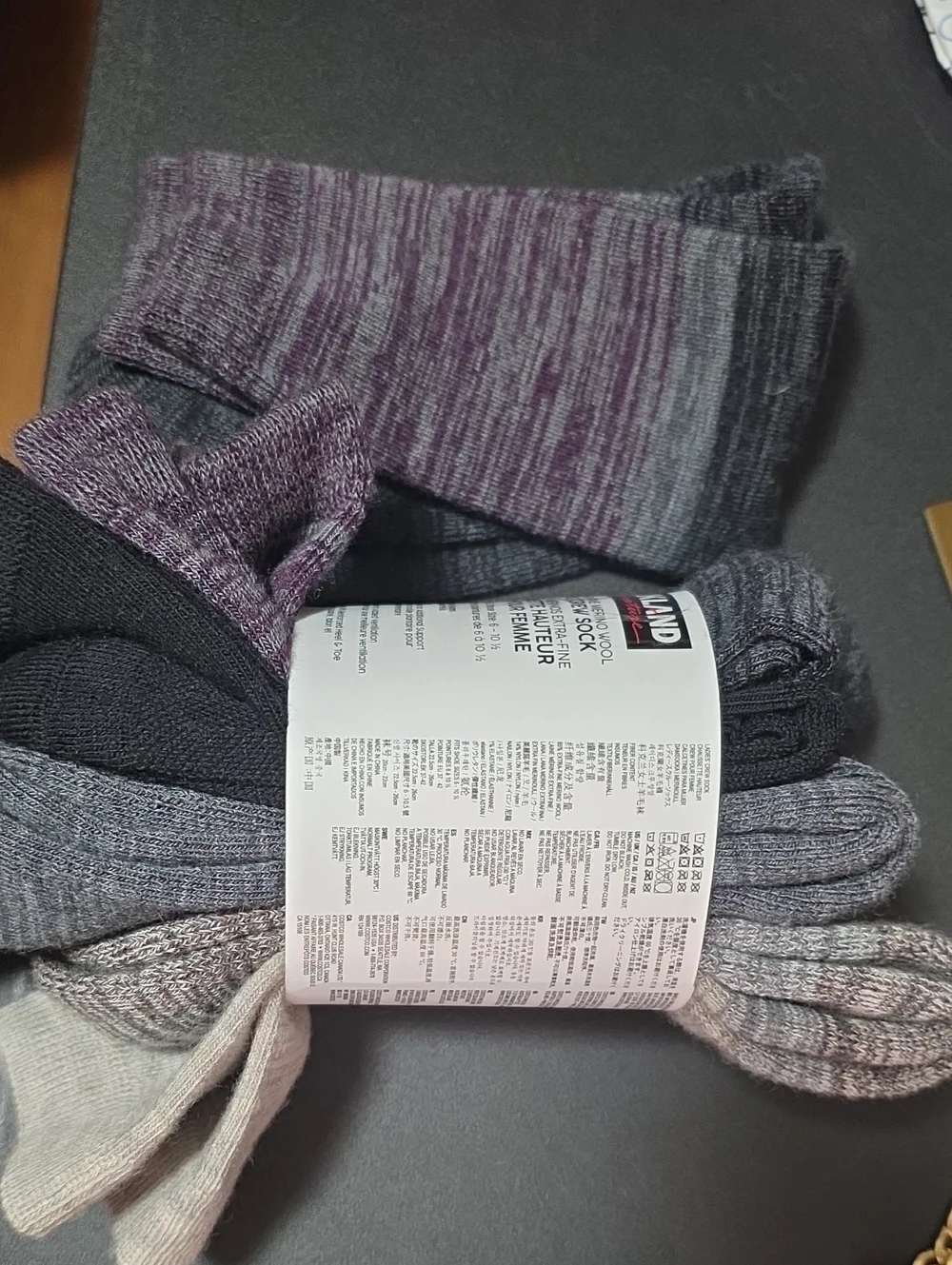 Kirkland Signature Black & Dark Gray Merino Blend Crew Socks - 4 Pairs + 1 Extra